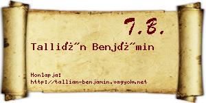 Tallián Benjámin névjegykártya